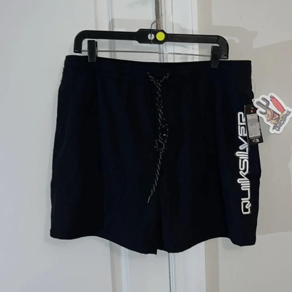 New w/tags Everyday Black Quiksilver water lined surf board swim trunk shorts L